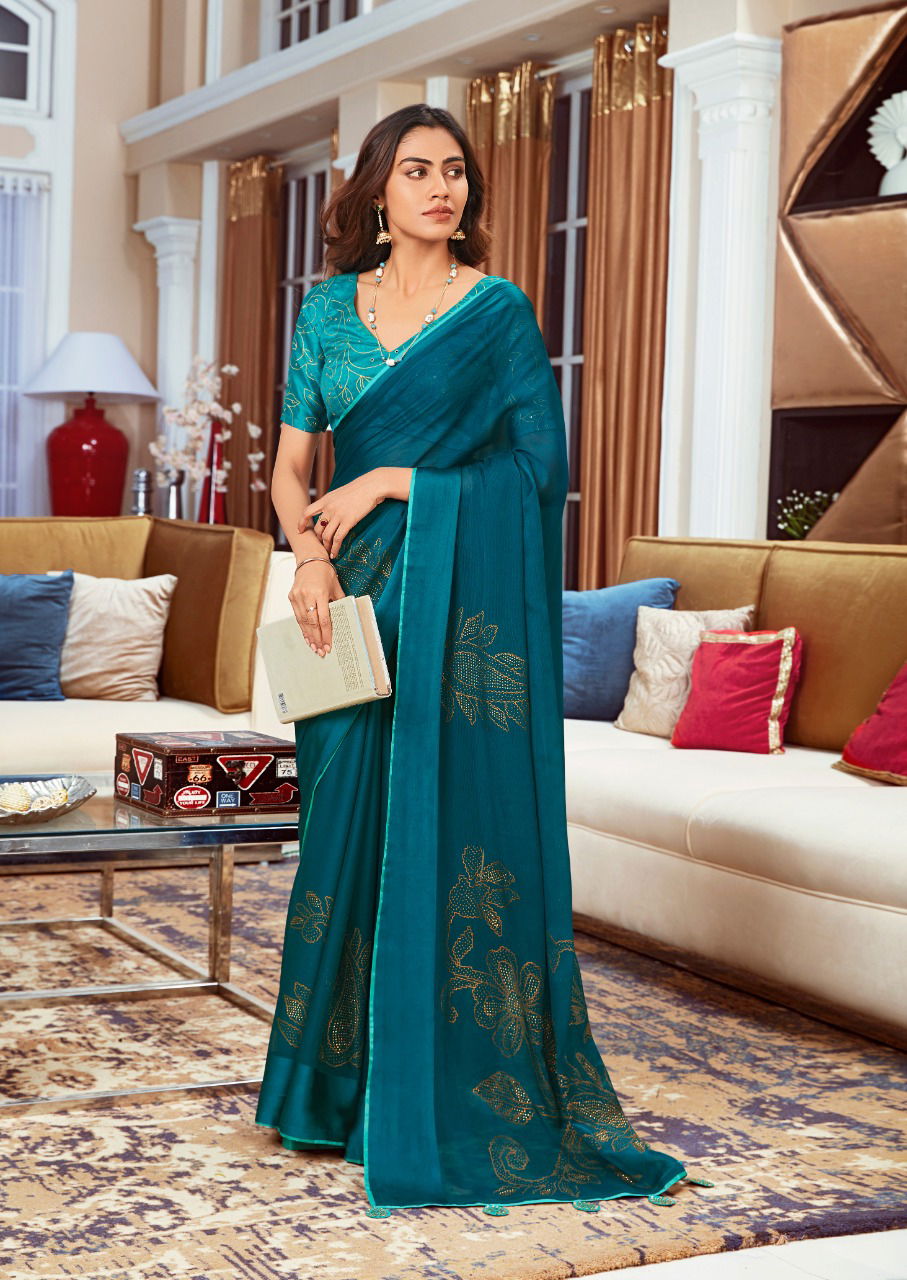 Sr Utsav Printed Chiffon Designer Fancy Party Wear Saree Collection